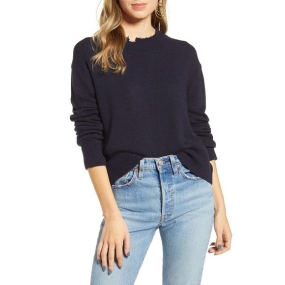 Treasure & Bond Sweaters - Treasure & Bond Distressed Sweater Blue Size XS